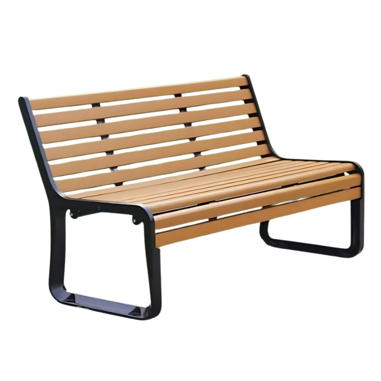 Vue général du banc urbain LUKA aspect bois L1800 mm Vue général du banc urbain LUKA aspect bois L1800 mm