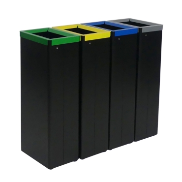 Vue générale du lot de 4 poubelles de tri sélectif de 42 Litres