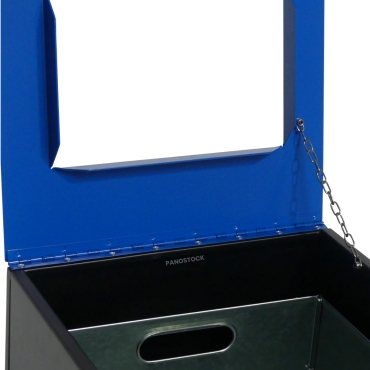 Vue couvercle ouvert de la borne de tri sélectif papier intérieur 70 Litres