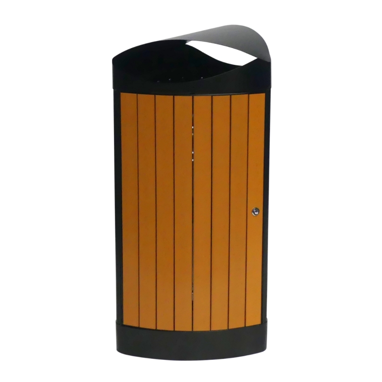 Vue générale de la poubelle extérieure effet bois 60 Litres JULIETA