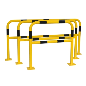 Vue générale de la barrière de protection sur platines jaune et noire en diam.40 ou 60 mm