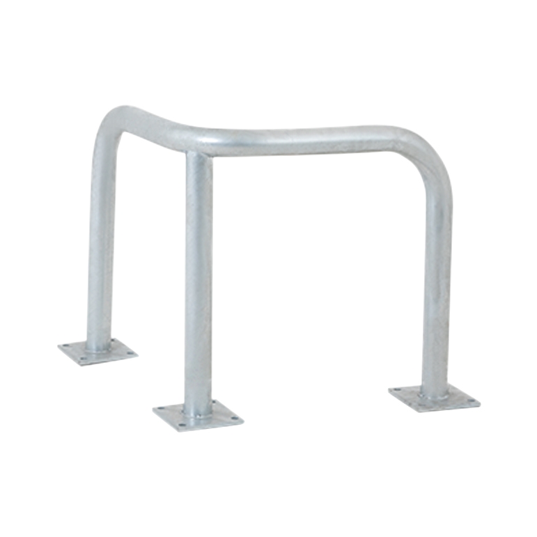 Vue de profil de l'étrier de protection sur platines L600xH600 mm - diam 60