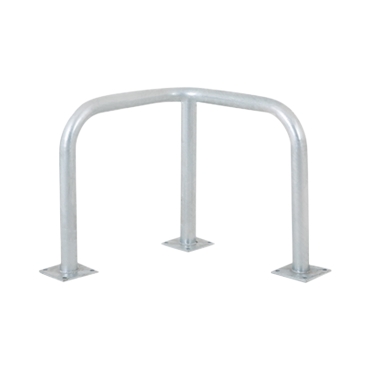 Vue de profil de l'étrier de protection sur platines L600xH600 mm - diam 60