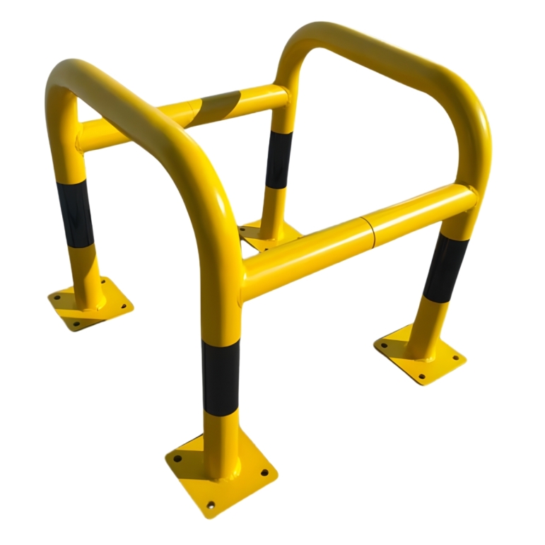 Vue générale de l'étrier modulable L600 x L600 x H600 mm sur platines jaune et noir