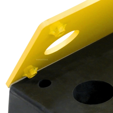 Zoom sur la butée de quai caoutchouc avec platine L 500 x l 250 x H 100 mm