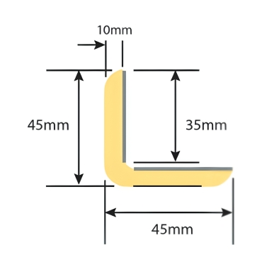 Schéma de la protection de coin en mousse jaune et noir