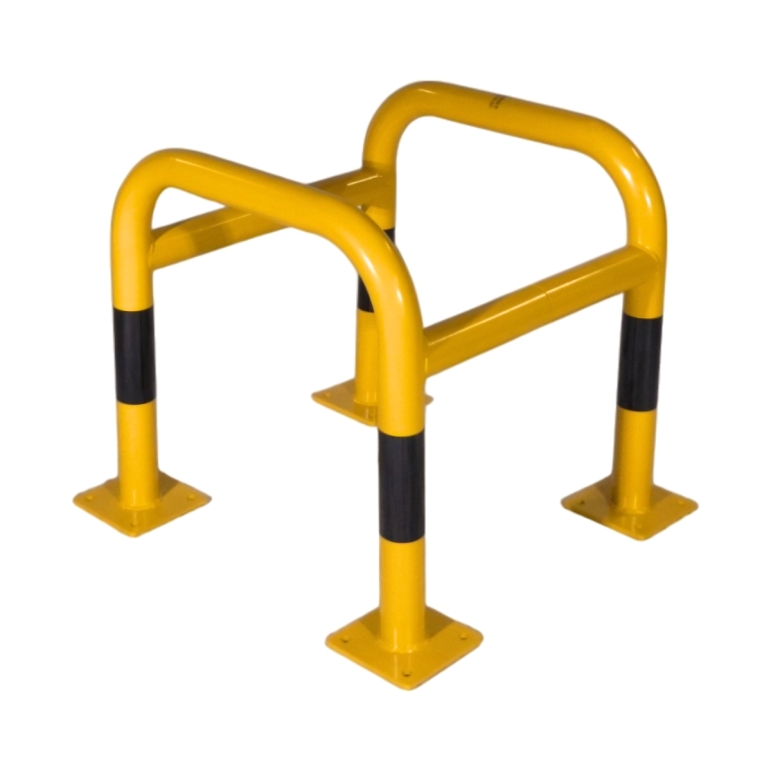 Vue générale de l'étrier modulable L600 x L600 x H600 mm sur platines jaune et noir