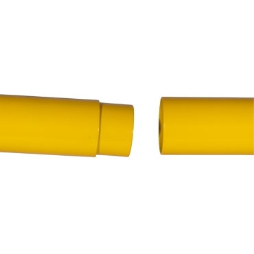 Vue de l'emboîtement de l'étrier modulable L600 x L600 x H600 mm sur platines jaune et noir