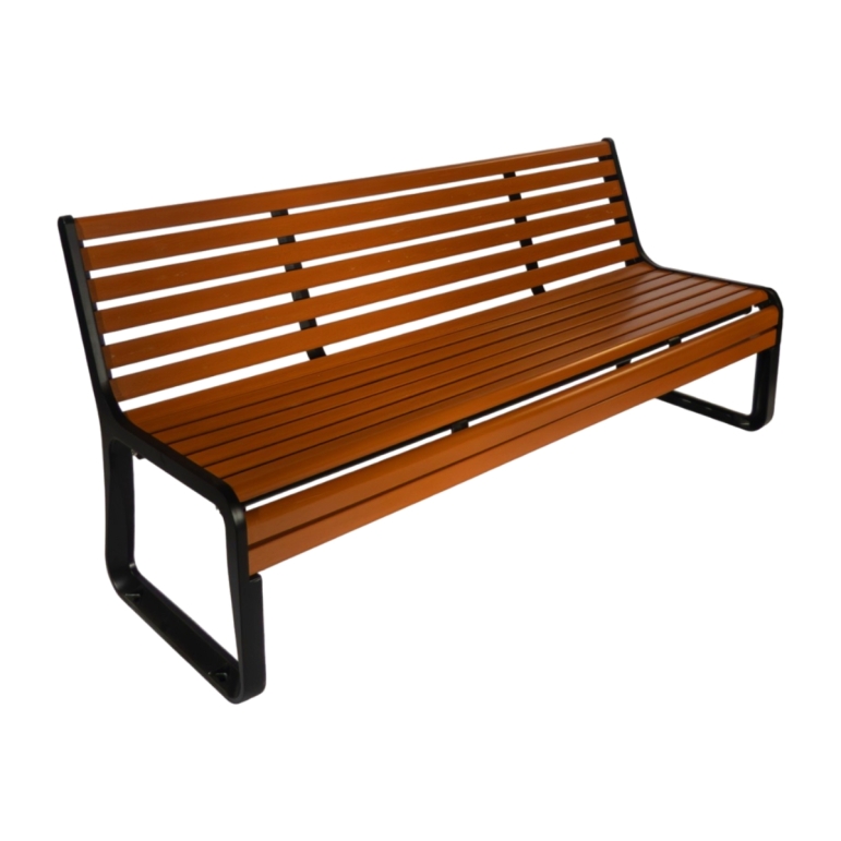 Vue générale du banc urbain LUKA aspect Bois L1800 mm