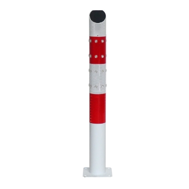 Vue de face du poteau de protection rouge et blanc LED